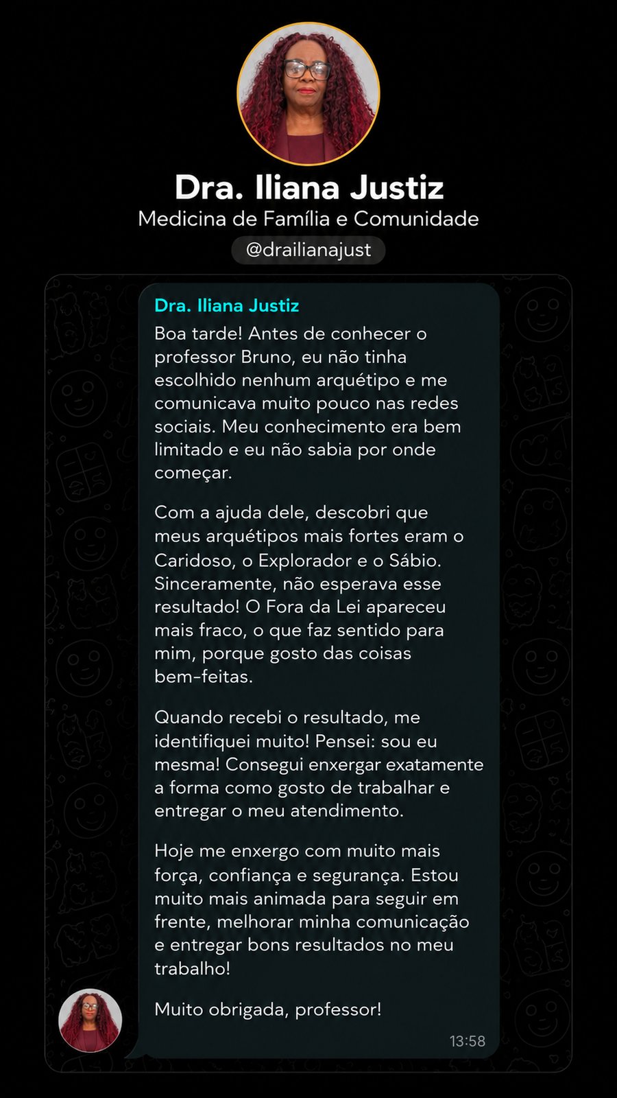 Depoimento de Dra. Iliana Justiz, medicina de família e comunidade