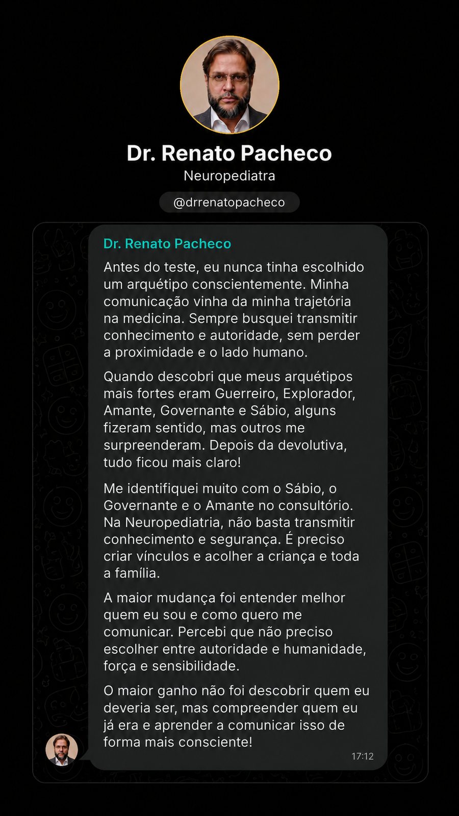 Depoimento de Dr. Renato Pacheco, neuropediatra